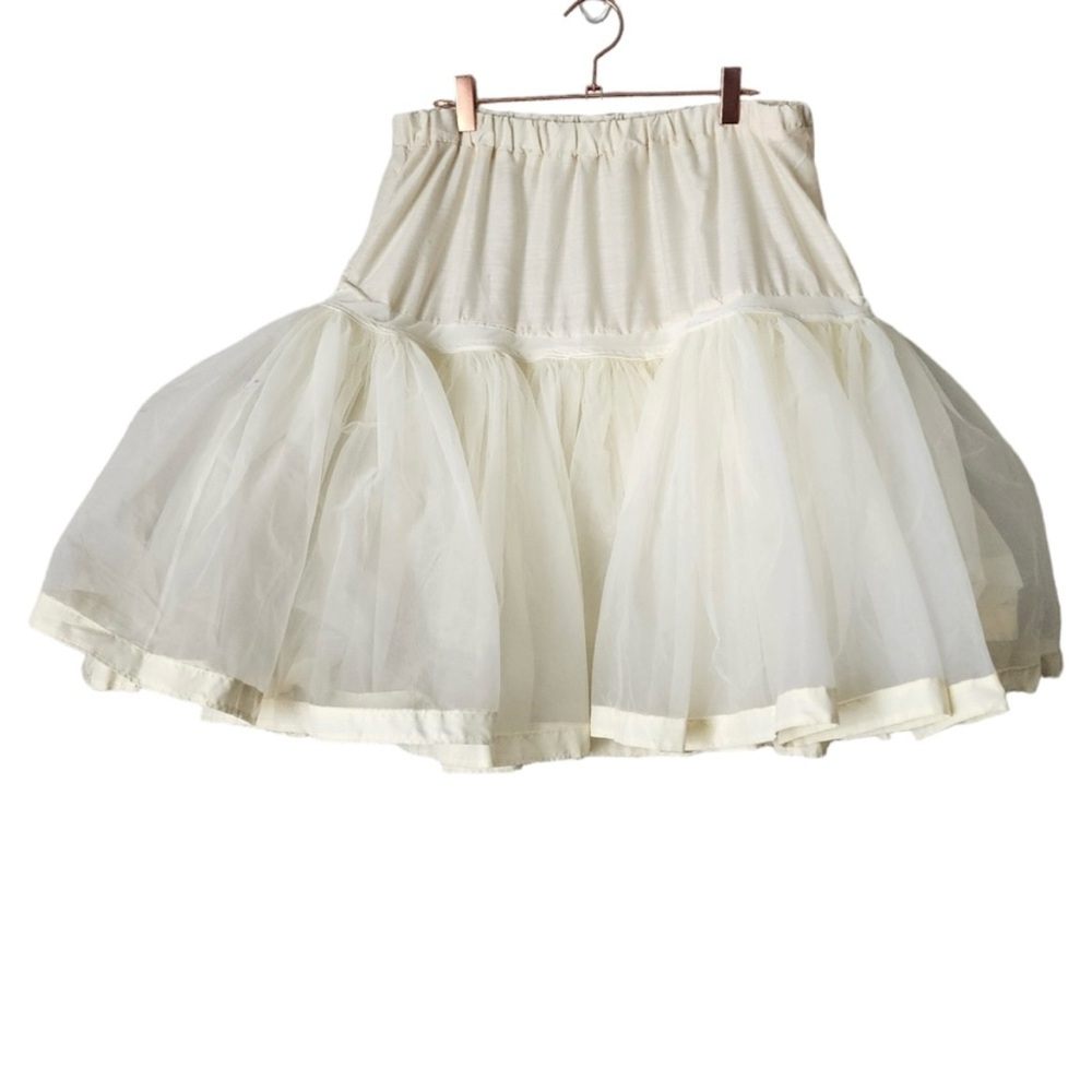 FANTASIA x VINTAGE Petticoat multi layer skirt extender grosgrain trim nylon OS